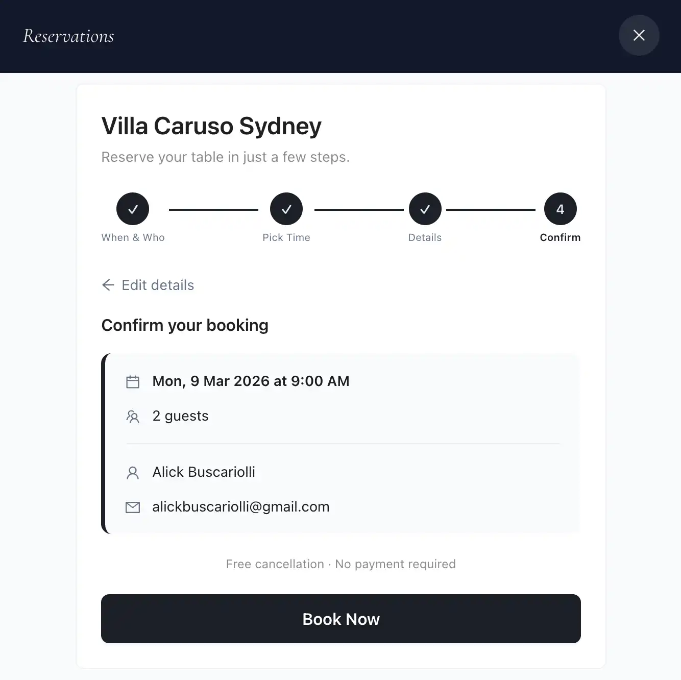Step 4: Confirm Booking